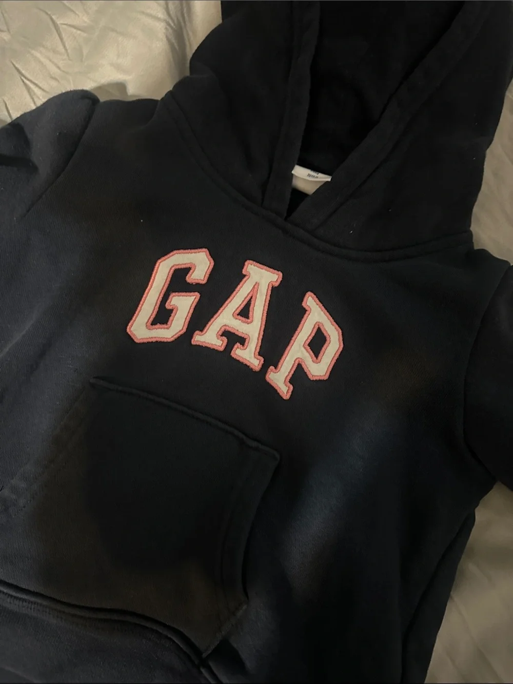 GAP Navy Hoodie with Pink Trim Logo